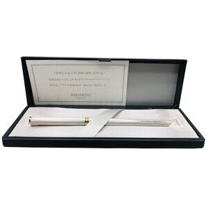 MikiMoto Silver-tone Ballpoint pen with Pearl and Case